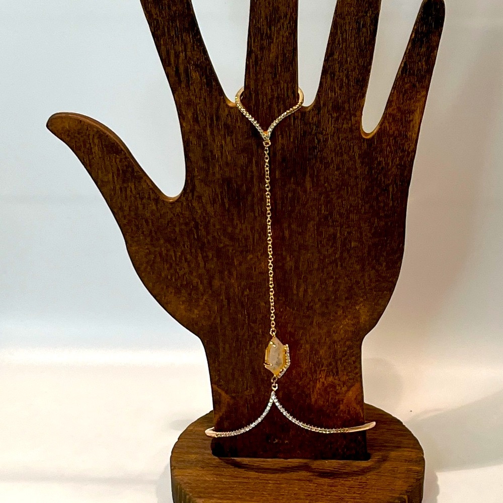 Hand Chain  Bracelet with Crystal Accent - Picture 3 of 8